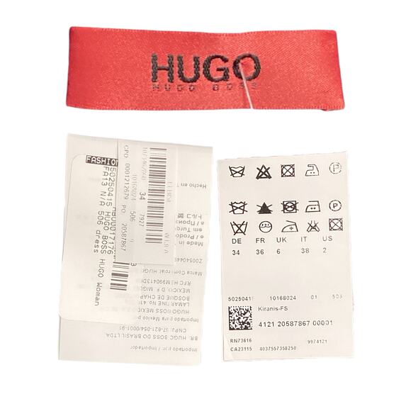 Hugo Boss Women’s Dress Size S Deep V Neck Back Zipper Cap Sleeve  Navy Blue - Picture 4 of 4